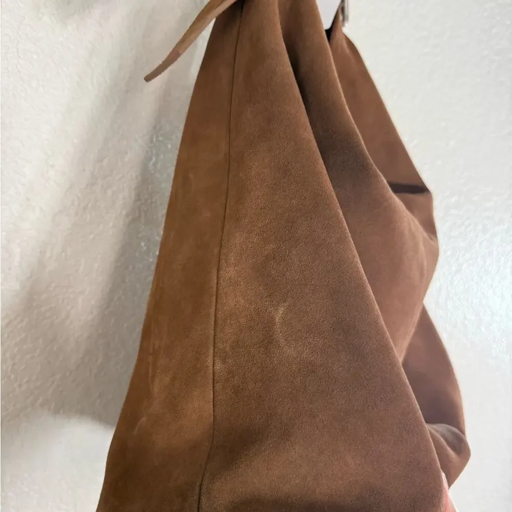 NWT Free People WTF Honor Suede Hobo Bag in Saddle Boho Festival Leather